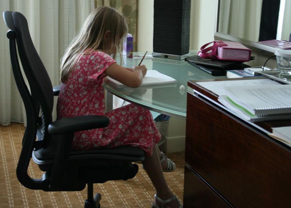Homeschooling in a hotel